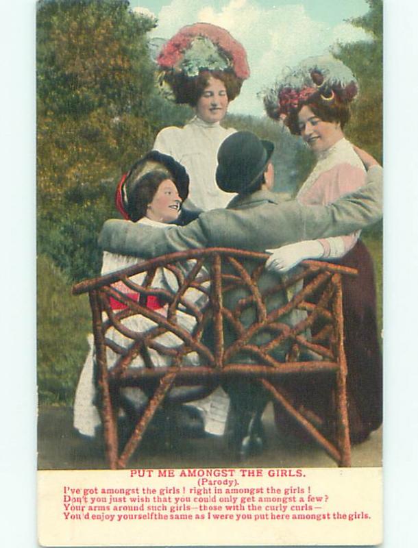Pre-Linen THREE WOMEN WITH ONE MAN IN CHAIR k7250