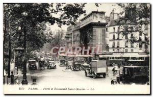 Old Postcard Paris Door and Boulevard Saint Martin