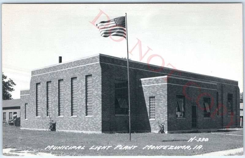 c1950s Montezuma, IA RPPC Municipal Light Power Plant Energy Real Photo A109