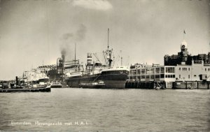 Rotterdam Havengezicht Holland America Line Steamship Vintage RPPC 07.48