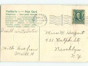 Surface Wear 1907 Easter BUNNY RABBIT SITTING ON EGGS o6203