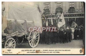 Old Postcard zeppelins on Paris National Funeral victims