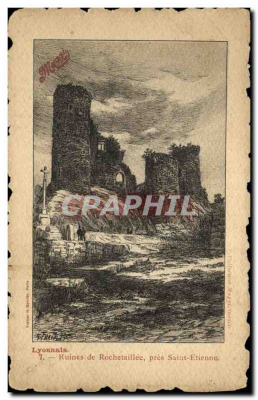 Old Postcard Lyonnais Rochetaillé Ruins near Saint Etienne Maggi