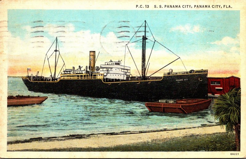 Florida Panama City Freighter S S Panama 1936 Curteich