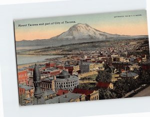 Postcard Mount Tacoma and part of City of Tacoma, Washington