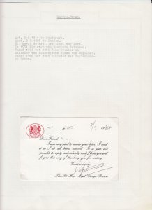 Baron George-Brown, Original Autograph, Royalty, United Kingdom (L6288)