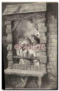Old Postcard Cat Cats Kitten Pierrot