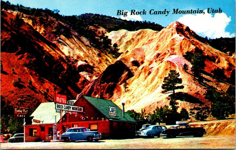 Vtg 1950s Big Rock Candy Mountain Old Cars Utah UT Unused Chrome Postcard