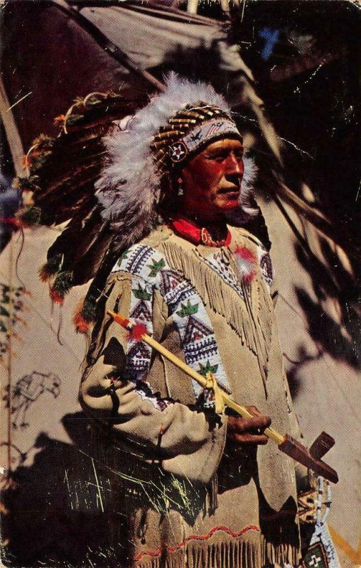CHIEF RUNNING HORSE Native American Indian 1959 Vintage Postcard