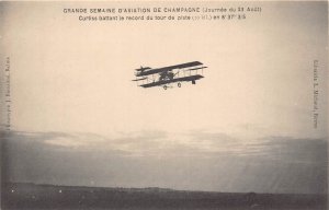 Aircraft Grande Semaine d'Aviation Champagne Curtiss World Record postca...