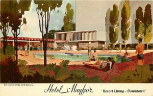 Crocker Hotel Mayfair roadside Los Angeles California 1950s Postcard pool 11201