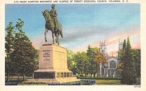 Columbia South Carolina 1940s Postcard Wade Hampton Monument 