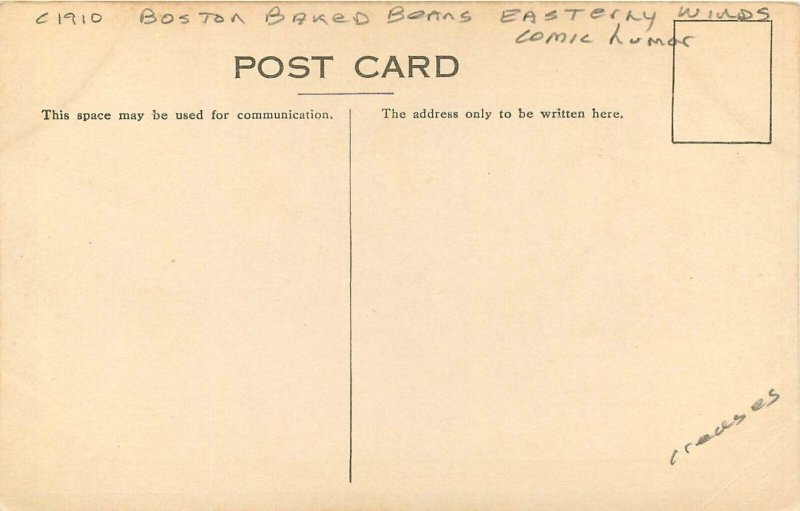 Postcard C-1910 Boston baked beans easterly winds comic humor 23-10351