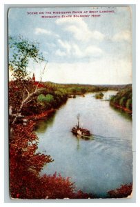 Vintage 1910 Postcard Mississippi River Boat Landing Central Minnesota