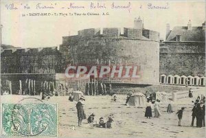 Old Postcard Saint Malo Beach Chateau La Tour