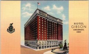 CINCINNATI, OH Ohio     HOTEL   GIBSON    Linen   Roadside   c1940s     Postcard