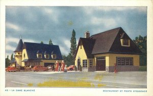 1930s Postcard; La Dame Blanche Restaurant & Gas Station Orleans PQ Canada