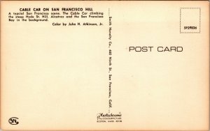 Vtg Cable Car Hyde Street Hill Alcatraz San Francisco Bay California CA Postcard