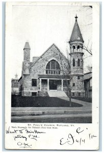 1906 St. Pauls Church Building Cross Tower Dirt Road Rutland Vermont VT Postcard