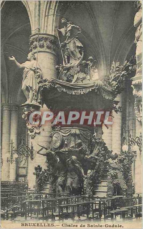 Old Postcard Brussels Sainte Gudule Chair