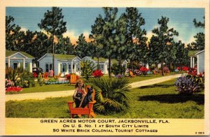 Green Acres Motor Court Jacksonville FL Postcard PC49