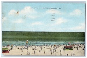 1971 View Of Beach On Gulf Of Mexico Pensacola Florida FL Vintage Postcard