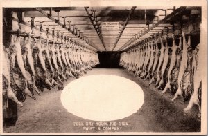 Postcard IL Chicago Swift and Company Pork Dry Room Rib Side