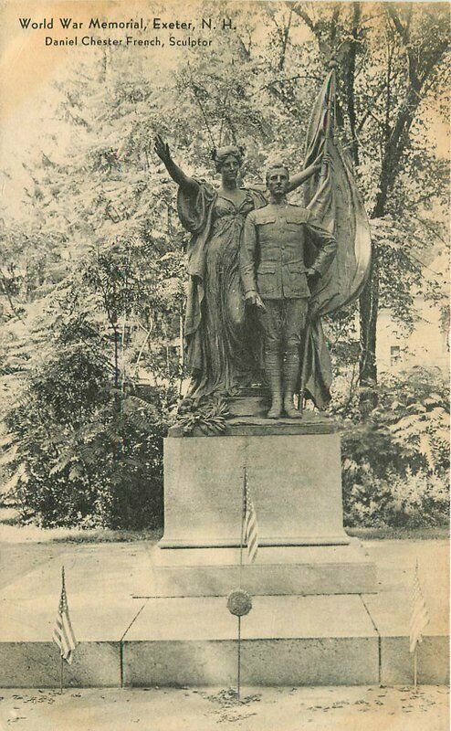 Chester Sculptor Exeter New Hampshire World War Memorial 1920s Postcard 20-2674