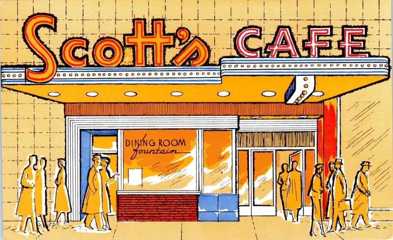 VANCOUVER, BC Canada    SCOTT'S CAFE since 1931   c1950s  Roadside   Postcard