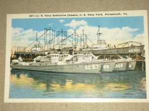 VINTAGE POSTCARD UNUSED NAVY SUBMARINE CHASERS PORTSMOUTH VA PENNY POSTCARD