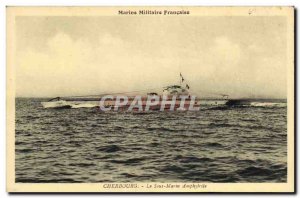 Old Postcard Boat War Submarine Cherbourg Amphytrite