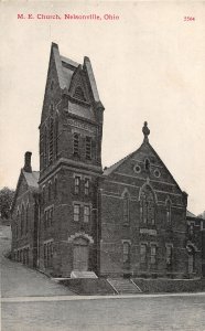 F58/ Nelsonville Ohio Postcard 1911 M.E. Church Building