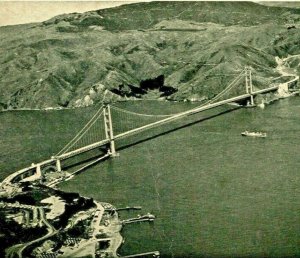 Golden Gate Bridge Aerial View San Francisco Bay CA UNP JC Bardell Postcard UNP