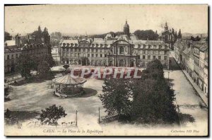 Old Postcard Caen Place de la Republique