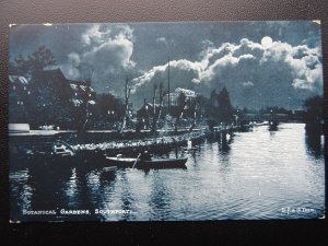 Lancashire SOUTHPORT by MOONLIGHT Botanical Gardens - Old Postcard