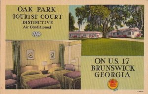 Postcard Oak Park Tourist Court Brunswick Georgia