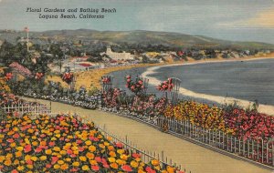 Floral Gardens & Bathing Beach LAGUNA BEACH, CA Orange County Vintage Postcard