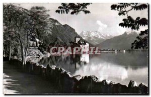 Old Postcard Lac Leman Chateau Du Chillon and Les Dents Du Midi