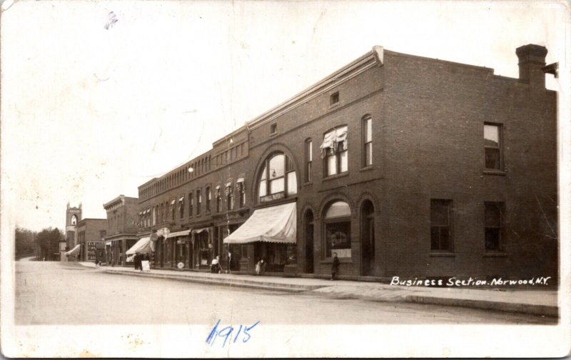 Real Photo Postcard Business Section in Norwood, New York