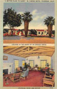 El Camino Motel Riverside California linen postcard