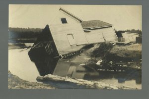 Odanah WISCONSIN RP 1909 FLOOD Flooding Scene TIPPED OVER HOUSE nr Ashland