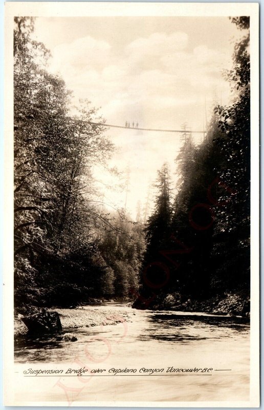 c1910s Vancouver, BC Capilano Canyon RPPC Suspension Bridge Photo Postcard A92