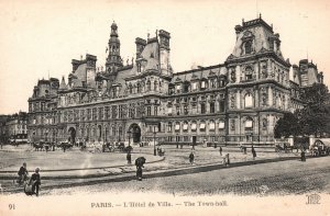 Vintage Postcard L'Hotel De Ville The Town Hall Historic Building Landmark Paris