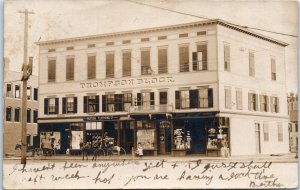 1937 Thompson Block New Hampshire Horse & Buggy RPPC Real Photo Postcard
