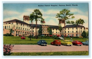 Halifax District Hospital Daytona Beach Florida Old Cars Vintage Postcard 
