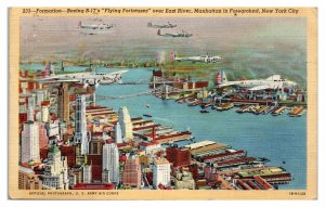 Boeing B-17 Bombers over East River, Manhattan, New York City Postcard *6L(2)37