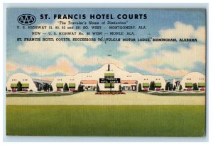 c1950's St. Francis Hotel Courts Birmingham Alabama AL Posted Vintage Postcard