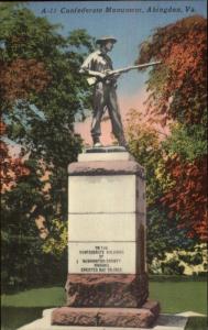 Civil War Confederate Monument Abingdon VA Postcard