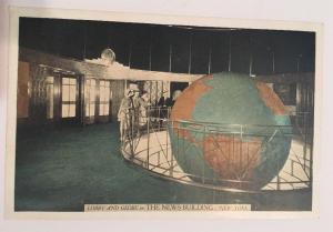 Lobby and Globe The News Building Postcard Art Deco Decor NY