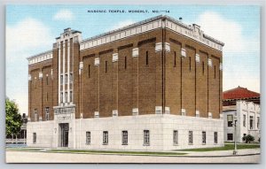 Moberly Missouri~Masonic Temple~Linen Postcard